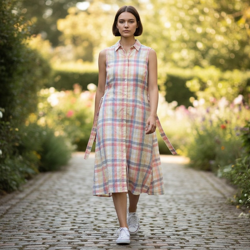 Pendleton Shirt Dress Colorful Plaid XL Pinafore Cottagecore Country Farmhouse